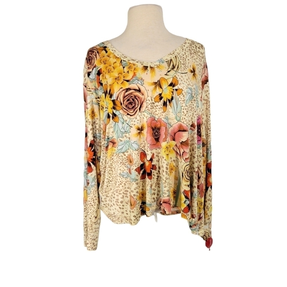 NWOT Johnny Was Hera Flower & Cheetah Print Tunic Blouse - Picture 2 of 5